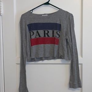 Grey cropped “Paris” top